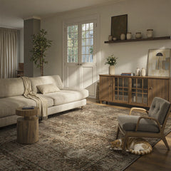 Margot Washable Vintage Distressed Brown Rug