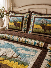 Elk Wilderness Quilted 3-Piece Bedding Set