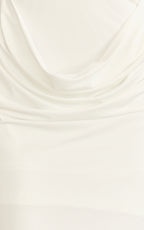 Heath Maxi Dress - Scoop Halter Neck With Drape Front Skirt Back Split Dress in Off White