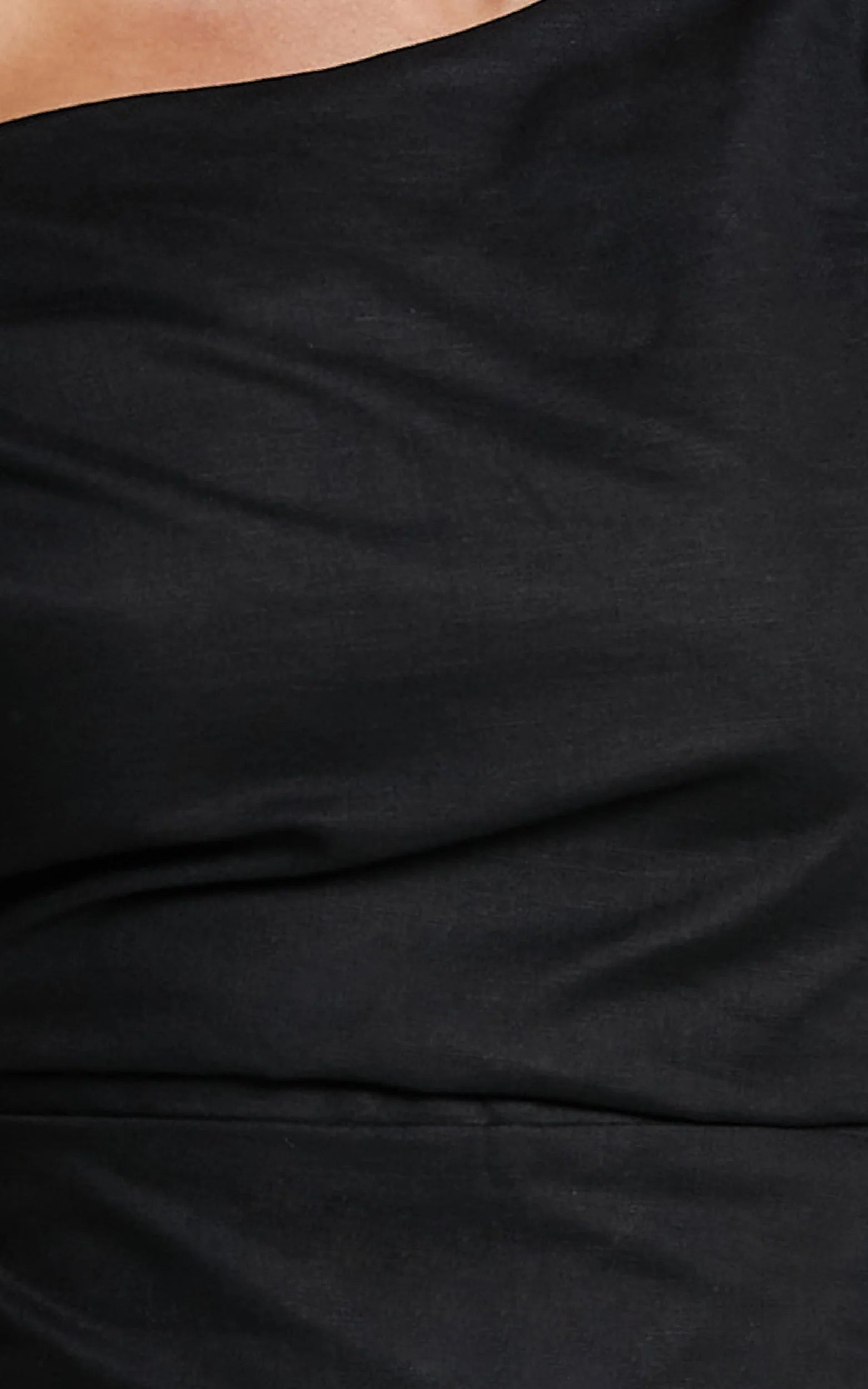 Jeofina Mini Dress - Off The Shoulder Linen Look Dress in Black