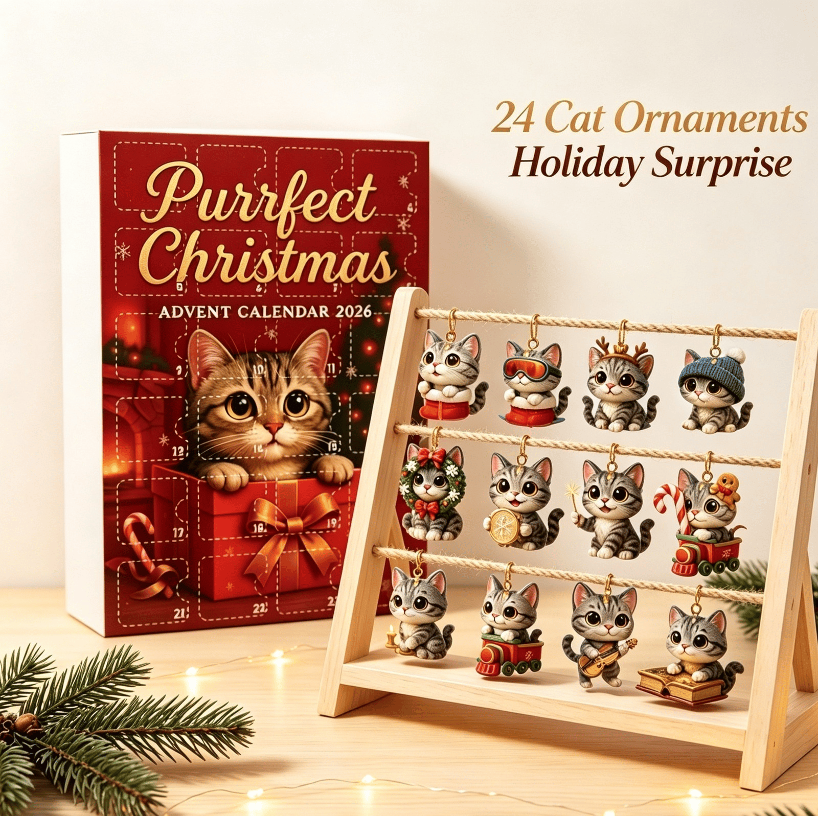 2026 Christmas Advent Calendar: Cute Cat Series Blind Box(2D Acrylic Flat)