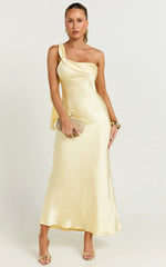 Calix Midi Dress - One Shoulder Slip Dress in Butter