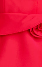 Vivienne Mini Dress - Square Neck Rosette Peplum Dress in Red