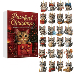 2026 Christmas Advent Calendar: Cute Cat Series Blind Box(2D Acrylic Flat)