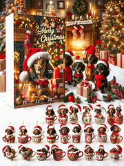 2026 Christmas Fun Dachshund Countdown Calendar Blind Box(2D Acrylic Flat)