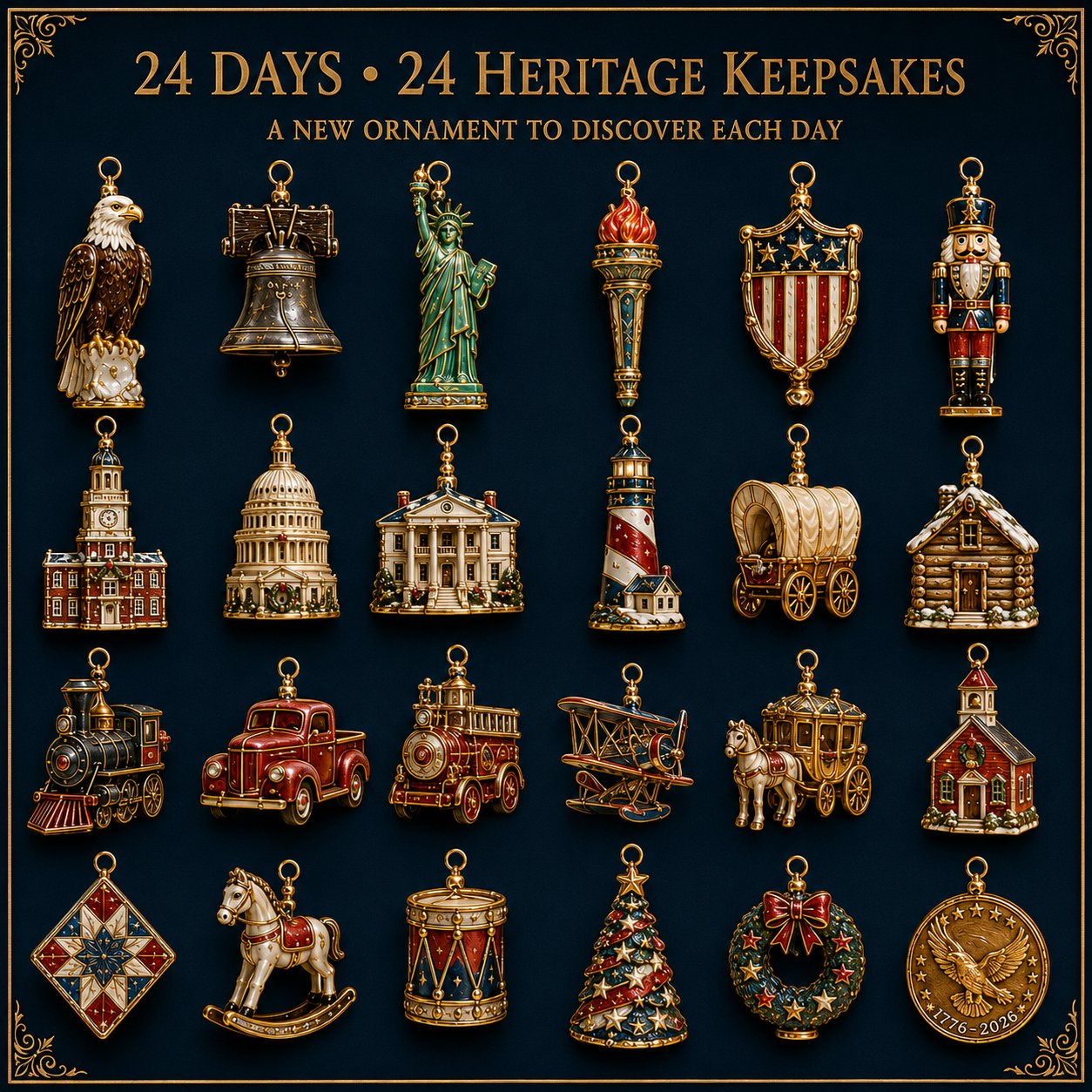 America 250th Anniversary Commemorative Edition: Traditional Nativity Scene And Christmas Countdown Calendar(2D Acrylic Flat)