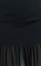 Barbara Maxi Dress - Halter Scoop Neck Contrast Georgette Dress in Black