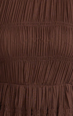 Paloma Maxi Dress - Ruched Shift Dress in Chocolate