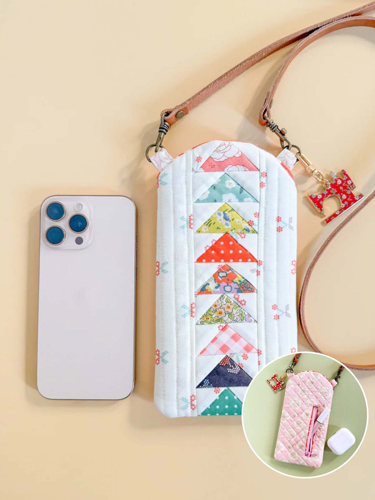 Flower Quilted Slim Phone Crossbody Bag