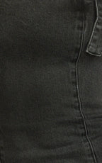 Nicky Top - Denim Hardware Buckle Halter Neck Top in Washed Black