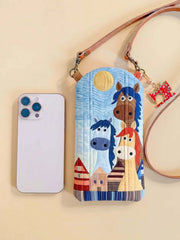 Three Horses Quilted Slim Phone Crossbody Bag