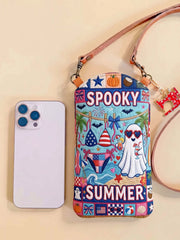 Halloween Spooky Summer Quilted Slim Phone Crossbody Bag
