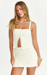Mikey Top - Straight Neck Hook and Eye Corset Top in Off White