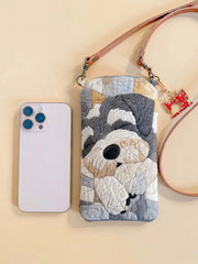 Cute Dog Quilted Slim Phone Crossbody Bag