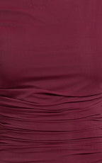 Judee Midi Dress - One Shoulder High Side Split Dress in Wine