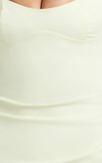 Benita Midi Dress - Scoop Neck Ruched Fitted Dress in Lemon