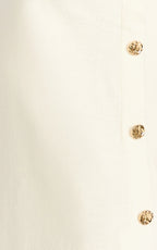 Terri Mini Dress - Scoop Neck Button Down Knit Dress in Plain White