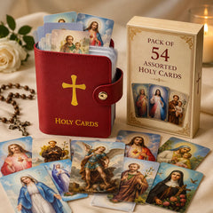 ✝️ Catholic PU+PVC Leather Holy Card Holder – Pocket Prayer Card Organizer with Snap Closure