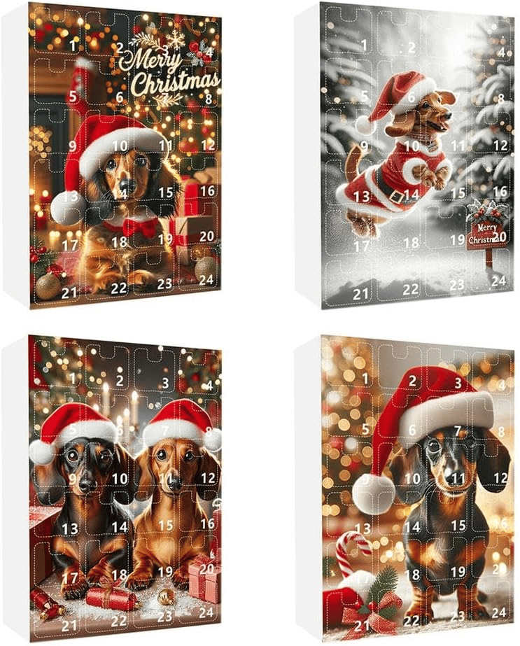 2026 Christmas Fun Dachshund Countdown Calendar Blind Box(2D Acrylic Flat)